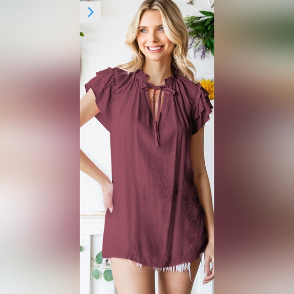 Boho Flutter Sleeve Top M - Picture 5 of 5